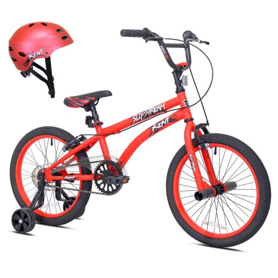 Kent Bicycles 18\" Boy\'s BMX Slipstream Bicycle with Helmet, Red