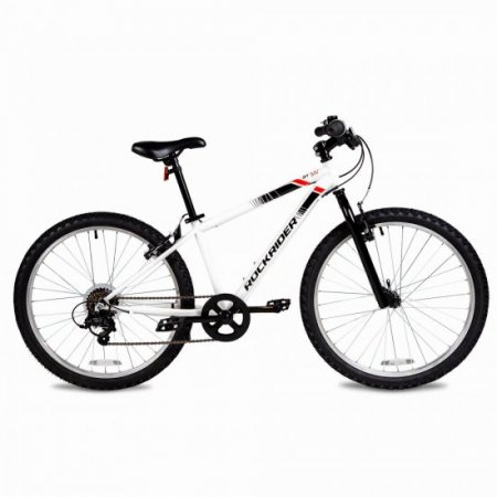 Decathlon Rockrider ST100 24 Inch Mountain Bike White, Kids Size 4'5" to 4'11"