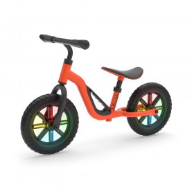 Charlie Glow Lightweight Balance Bike with Carry Handle and Light-up Wheels, Adjustable Seat and Handlebar, and Puncture-Proof 10-inch Tires, Orange