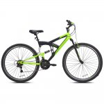 Kent 29 In. Iron Rock Men's Full Suspension Mountain Bike with 21 Speeds, Black and Green