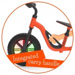Charlie Glow Lightweight Balance Bike with Carry Handle and Light-up Wheels, Adjustable Seat and Handlebar, and Puncture-Proof 10-inch Tires, Orange