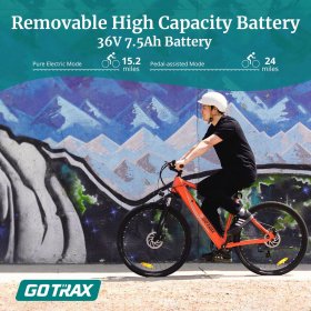 GOTRAX Alpha 29 In. Electric Bicycle with 270WH Removable Battery up 15.2 Miles, 350 W Powerful Motor up 20 Mph, Shimano Professional 7 Speed Gear and Dual Disc Brakes Alloy Frame, Black