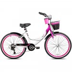 Susan G. Komen 24 In. Multi-Speed Cruiser Girl's Bike, Pink, White and Black