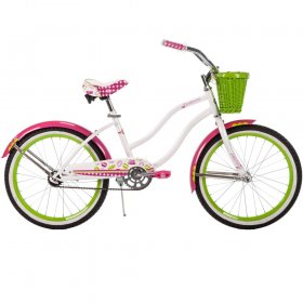 Huffy 20" Cranbrook Girls' Cruiser Bike with Basket, White