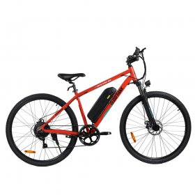 GOTRAX Traveler 29 In. Electric Bicycle with 48V 10Ah Removable Battery, 500 W Powerful Motor up 20 Mph, Shimano Professional 7 Speed Gear and Dual Disc Brakes Alloy Frame, Orange