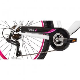 Susan G. Komen 24 In. Multi-Speed Cruiser Girl's Bike, Pink, White and Black