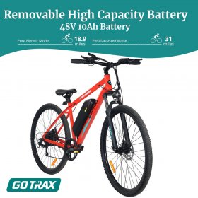 GOTRAX Traveler 29 In. Electric Bicycle with 48V 10Ah Removable Battery, 500 W Powerful Motor up 20 Mph, Shimano Professional 7 Speed Gear and Dual Disc Brakes Alloy Frame, Orange