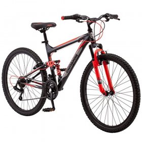 Mongoose Status 2.2 Men's with Full and Suspension 26 In. Bicycle, Black
