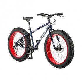 26" Mongoose Dolomite Men's 7-speed Fat Tire Mountain Bike, Navy Blue/Red