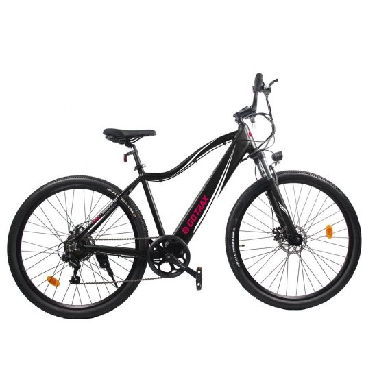 GOTRAX Alpha 29 In. Electric Bicycle with 270WH Removable Battery up 15.2 Miles, 350 W Powerful Motor up 20 Mph, Shimano Professional 7 Speed Gear and Dual Disc Brakes Alloy Frame, Black