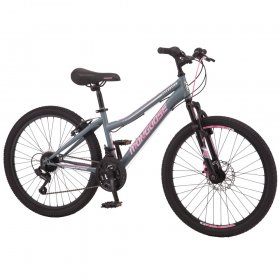 Mongoose Excursion mountain bike, 24-inch wheels, 21 speeds, girls, black