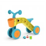 Chillafish ItsiBitsi Blocks ride-on with storage basket and play blocks that fit in frame, yellow light blue