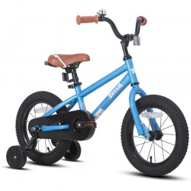 JOYSTAR Totem Kids Bike for 2-9 Years Old Boys Girls, BMX Style Kid Bicycles 12 14 16 18 Inch with Training Wheels, 18 Inch Children Bikes with Kickstand and Handbrake, Blue Beige Pink Green