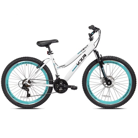 Kent Bicycle 26 In. KZR Mountain Women\'s Bike, White and Teal Rim