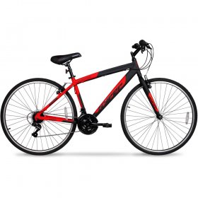 Hyper Bicycle 700c Men's Spin fit Hybrid Bike, Black and Red